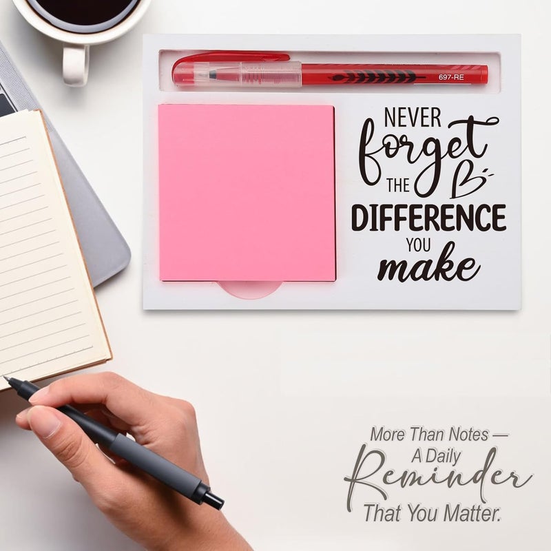 EFFJNSG Never Forget The Difference You Make Sticky Note Holder for Desk, Inspirational Gift for Teacher, Nurse, Coworker, Volunteer, Appreciation Thank You Gift Note Pad Organizer for Women EDP224 - Image 3